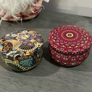 Set of 2 Colorful patterned scented candle tins